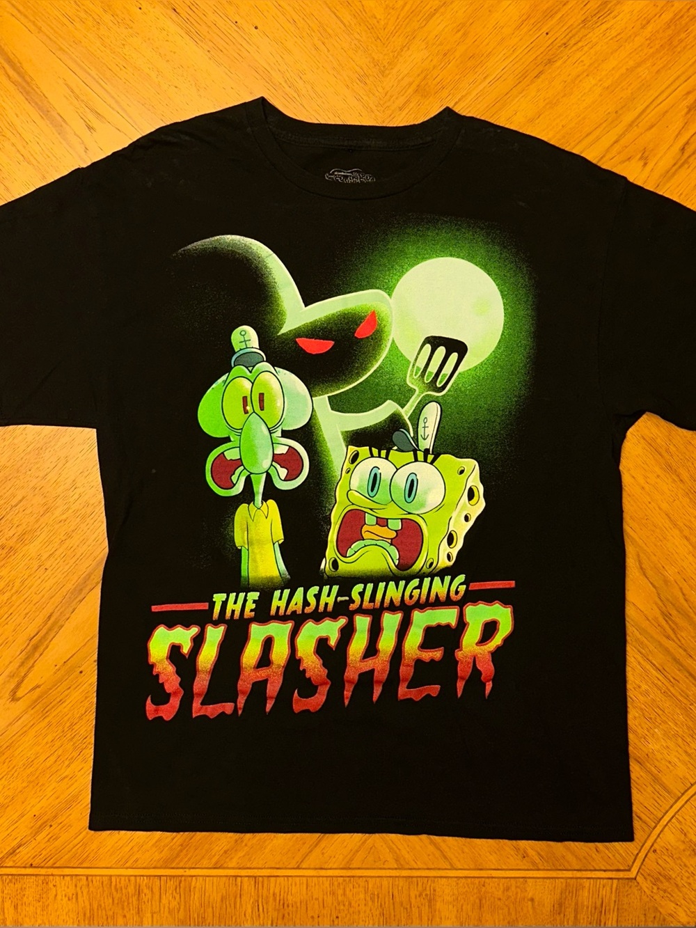 Spongebob SqurePants Hash Slinging Slasher Graphic T-Shirt Size XL Black Horror